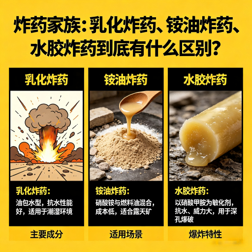 桥西炸药家族：乳化炸药、铵油炸药、水胶炸药到底有什么区别？